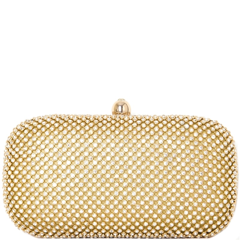 CLUTCH RETANGULAR STRASS FECHO COM STRASS - DOURADO