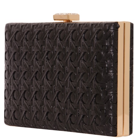 CLUTCH TRESSE DETALHES EM COURO FAKE - PRETO