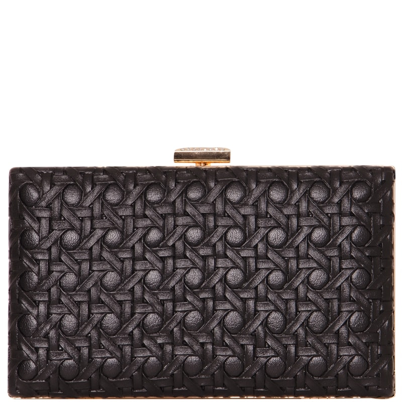 CLUTCH TRESSE DETALHES EM COURO FAKE - PRETO