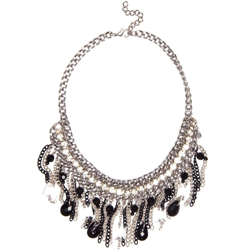 COLAR COM STRASS CLAIRE - PRATA/PRETO