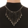 COLAR CORRENTE COM FRANJA E STRASS PRETO NOIR - CHUMBO