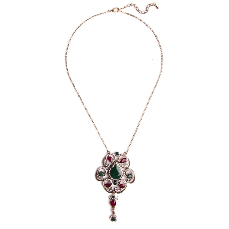 COLAR CORRENTE FINA PINGENTE STRASS / GOTA  BIZANTINO - MILITAR
