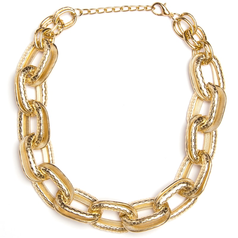 COLAR ELOS DUPLOS TRABALHADOS - DOURADO