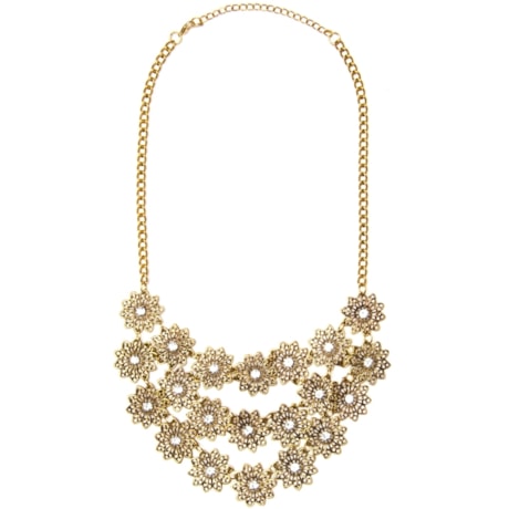 COLAR FLORZINHAS C/ STRASS - OURO VELHO