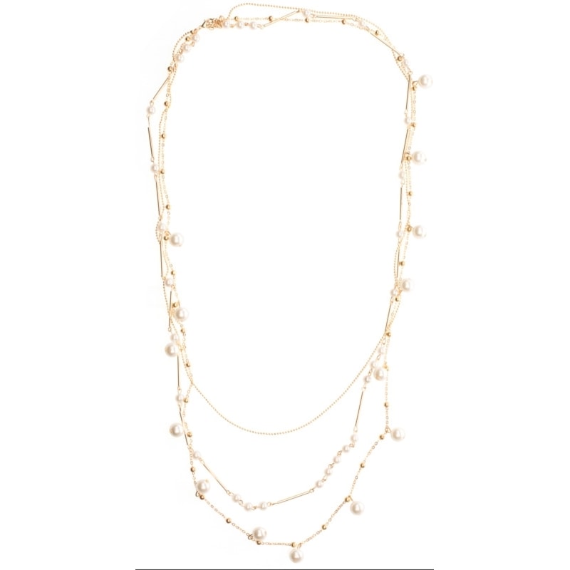 COLAR LONGO CAPITOLLIUM PÉROLAS MISTAS - DOURADO