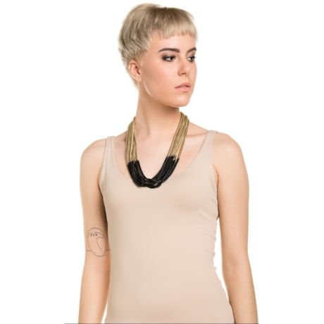 COLAR MARCIELLI RODRIGUES MIX OITO CORRENTES BICOLOR - PRETO