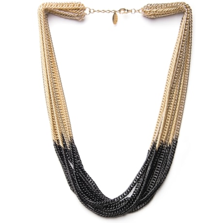 COLAR MARCIELLI RODRIGUES MIX OITO CORRENTES BICOLOR - PRETO