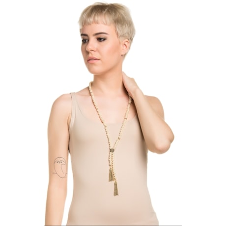 COLAR MARCIELLI RODRIGUES PEROLAS E TASSEL - OFF WHITE
