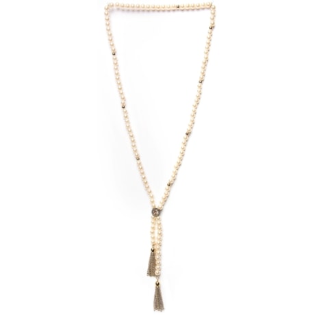 COLAR MARCIELLI RODRIGUES PEROLAS E TASSEL - OFF WHITE