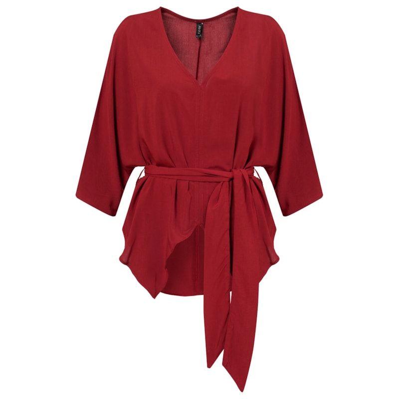 DIMY - BLUSA COM AMARRACAO NA CINTURA - BORDO