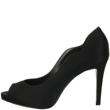 DIVALESI - PEEP TOE ACETINADO RECORTE ANATÔMICO - PRETO DIVALESI - PEEP TOE ACETINADO RECORTE ANATÔMICO - PRETO