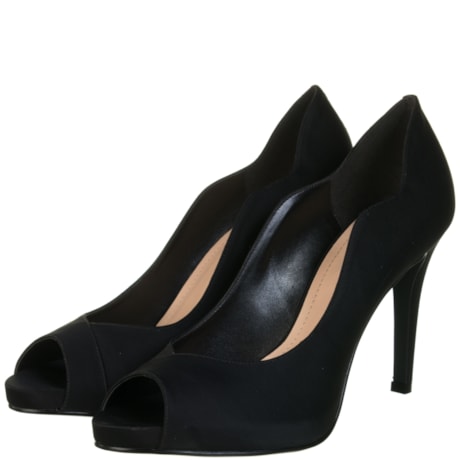DIVALESI - PEEP TOE ACETINADO RECORTE ANATÔMICO - PRETO DIVALESI - PEEP TOE ACETINADO RECORTE ANATÔMICO - PRETO