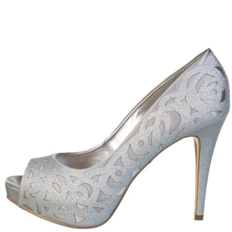 DIVALESI - PEEP TOE METALIZADO BRILHO RECORTES A LASER - PRATA