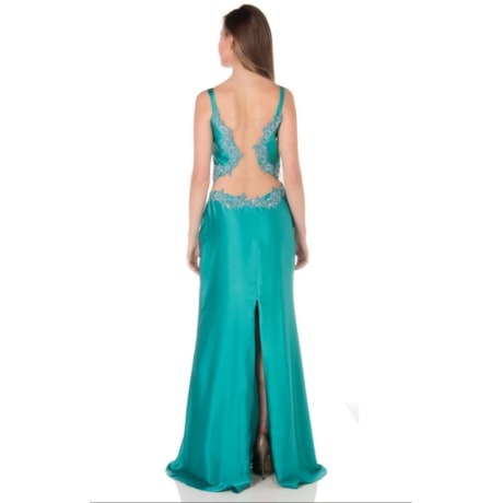 DOLPS - VESTIDO DE FESTA LONGO COM RECORTE NA CINTURA E COSTAS TIÊ - TURQUESA DOLPS - VESTIDO DE FESTA LONGO COM RECORTE NA CINTURA E COSTAS TIÊ - TURQUESA