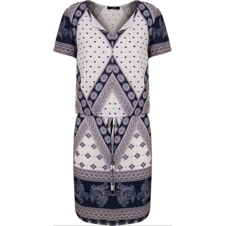 ESTIDO EM CREPE BLUSADO MANGA CURTA - OFF WHITE ESTIDO EM CREPE BLUSADO MANGA CURTA - OFF WHITE