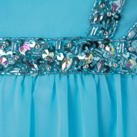 FAVIANA - VESTIDO DE FESTA LONGO CHIFFON BUSTO TULE BORDADO - SALMÃO