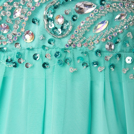 FAVIANA - VESTIDO DE FESTA LONGO CHIFFON TULE BORDADO - TURQUESA FAVIANA - VESTIDO DE FESTA LONGO CHIFFON TULE BORDADO - TURQUESA