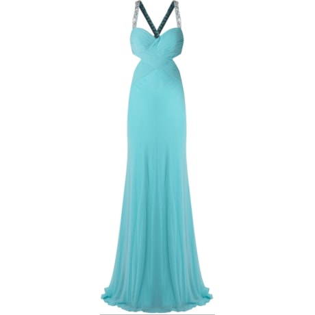 FAVIANA - VESTIDO LONGO DE FESTA DRAPEADO COSTAS CRUZADAS BORDADO - TURQUESA FAVIANA - VESTIDO LONGO DE FESTA DRAPEADO COSTAS CRUZADAS BORDADO - TURQUESA