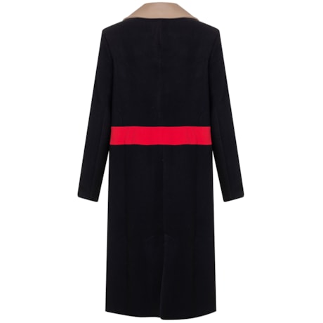 FELINI - CASACO DE LÃ E COURO ECO BICOLOR PRETO E VERMELHO FELINI - CASACO DE LÃ E COURO ECO BICOLOR PRETO E VERMELHO