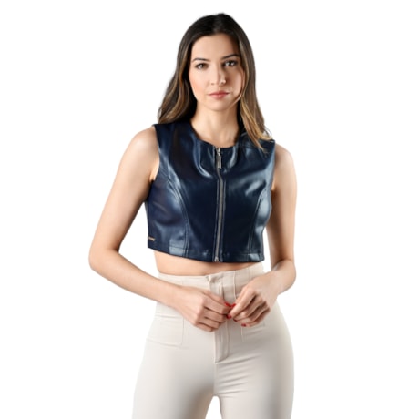 FELINI- TOP CROPPED COURO ECO VINIL PRETO FELINI- TOP CROPPED COURO ECO VINIL PRETO