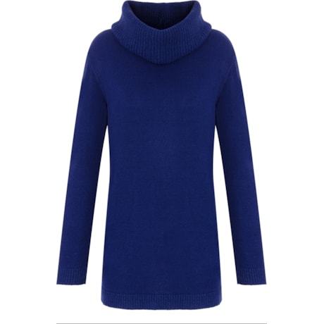 FRIOLÃ - BLUSA TRICOT FIO GOLA BOBA - AZUL