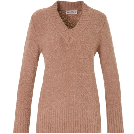 FRIOLÃ - PULL TRICOT BOUCLE DECOTE V BÁSICO - LARANJA FRIOLÃ - PULL TRICOT BOUCLE DECOTE V BÁSICO - LARANJA