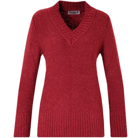 FRIOLÃ - PULL TRICOT BOUCLE DECOTE V BÁSICO - PINK FRIOLÃ - PULL TRICOT BOUCLE DECOTE V BÁSICO - PINK