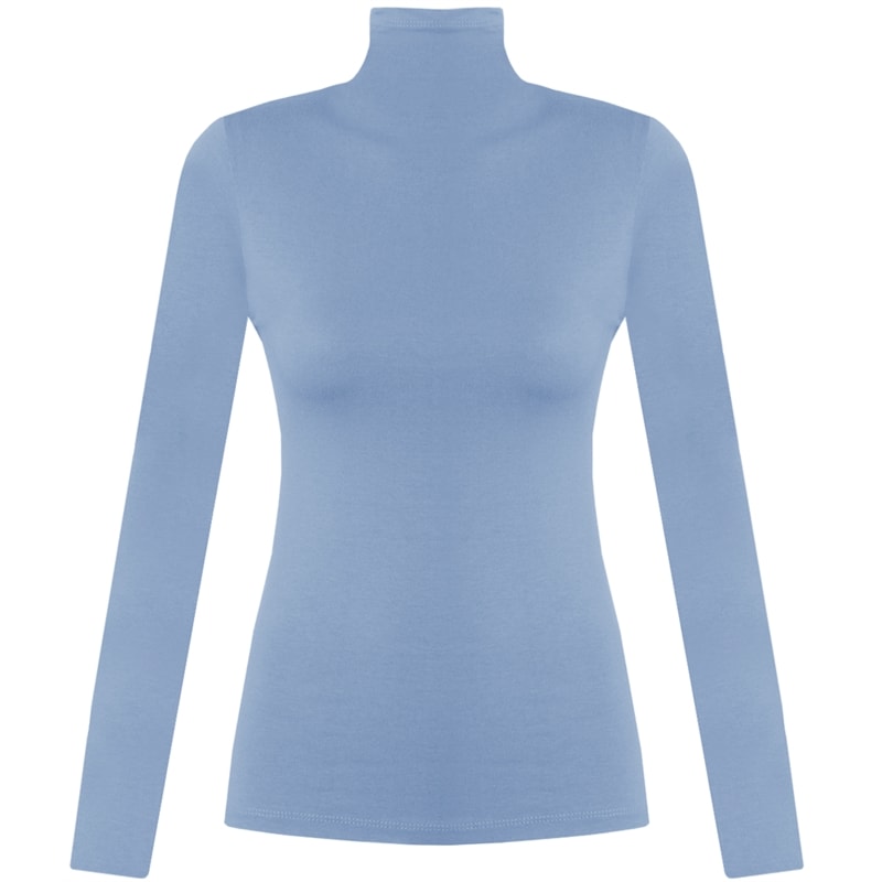 Blusa gola alta azul claro Clearance