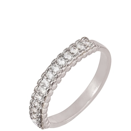 GUYMY - ANEL ALIANÇA FOLHEADO A OURO MICRO ZIRCÔNIA CRISTAL - PRATA/OFF WHITE