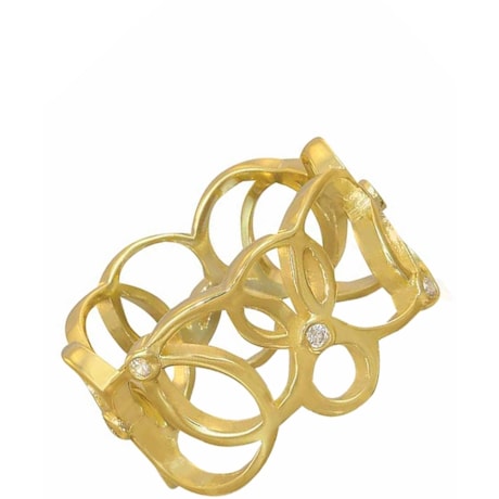 GUYMY - ANEL FOLHEADO A OURO ARABESCO MICRO ZIRCÔNIA - DOURADO
