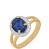 GUYMY - ANEL FOLHEADO A OURO MOLDURA OVAL PEDRA - DOURADO