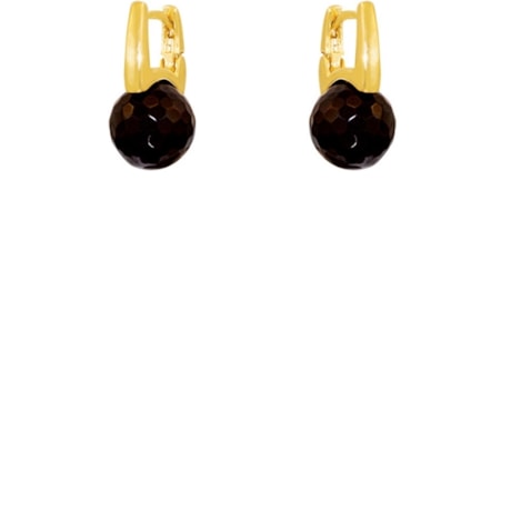GUYMY - BRINCO FOLHEADO A OURO CLICK ESFERA PEDRA - PRETO GUYMY - BRINCO FOLHEADO A OURO CLICK ESFERA PEDRA - PRETO