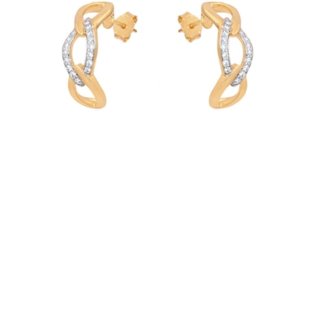 GUYMY - BRINCO FOLHEADO A OURO ELO COM MICRO ZIRCÔNIA - DOURADO