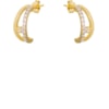 GUYMY - BRINCO FOLHEADO A OURO MEIA ARGOLA TIRAS MICRO ZIRCÔNIA - DOURADO