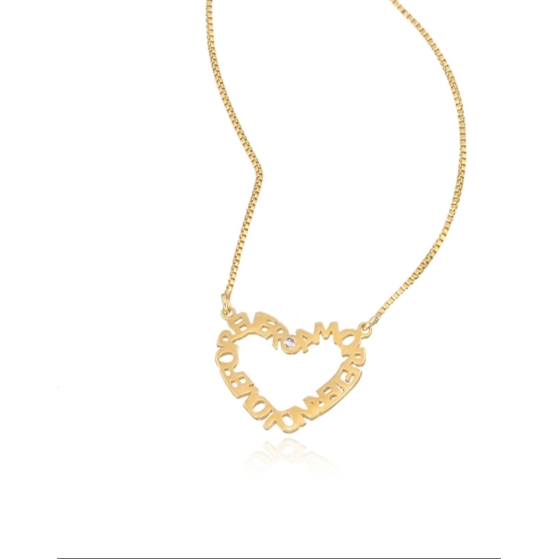 GUYMY - COLAR FOLHEADO A OURO MÉDIO PINGENTE AMOR ETERNO - DOURADO GUYMY - COLAR FOLHEADO A OURO MÉDIO PINGENTE AMOR ETERNO - DOURADO