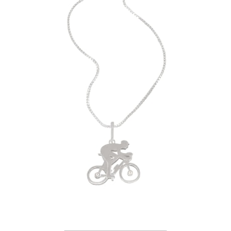 GUYMY - COLAR FOLHEADO A OURO MÉDIO PINGENTE CICLISTA - PRATA