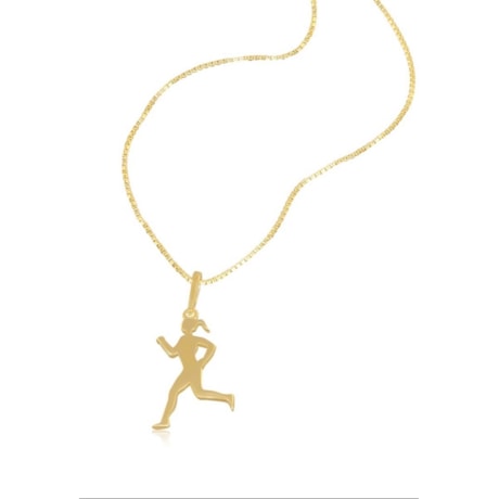 GUYMY - COLAR FOLHEADO A OURO MÉDIO PINGENTE RUN - DOURADO
