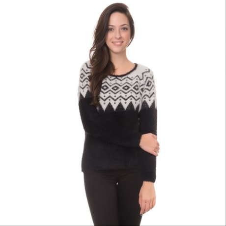 IOZI - BLUSA TRICÔ JACQUARD NÓRDICO - P&B