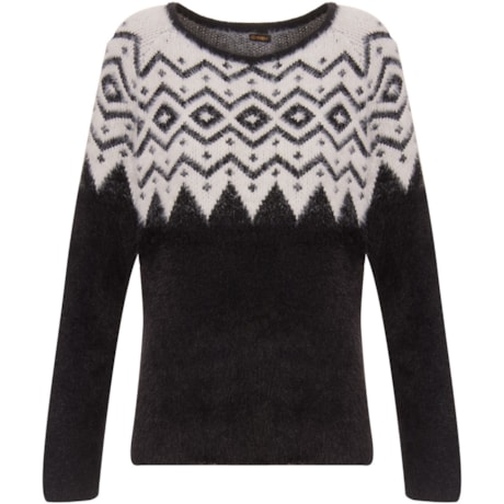 IOZI - BLUSA TRICÔ JACQUARD NÓRDICO - P&B