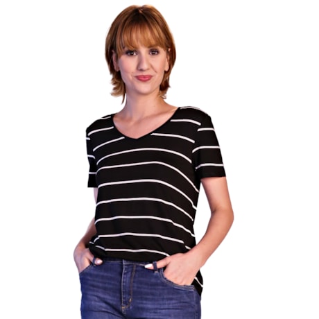 ITS&CO - T-shirt Delicate Preta Listras ITS&CO - T-shirt Delicate Preta Listras