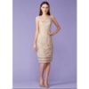 IZA.D - VESTIDO DE FESTA CURTO RENDA EM FOLHAS TRASPARENCIA BARRA
 - DOURADO