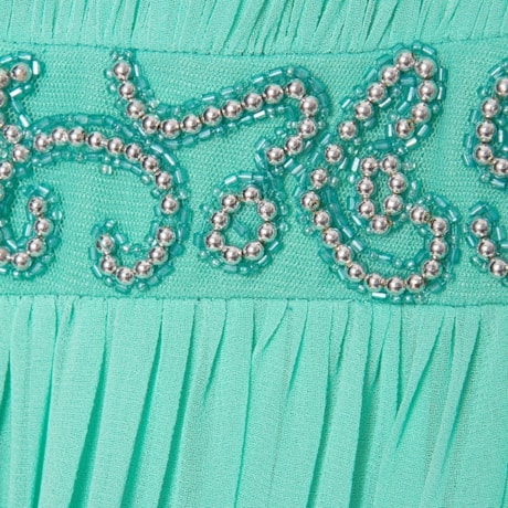 IZA.D - VESTIDO DE FESTA LONGO MUSSELINE BORDADO MANGA E COSTAS
 - MENTA