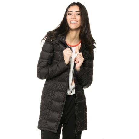 JAQUETA DE NYLON CAPITOLLIUM 7/8 PLUMA DE GANSO - PRETO