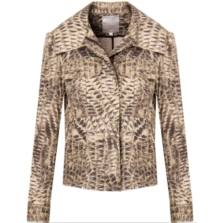 JAQUETA SARJA SNAKE CROPPED - BEGE