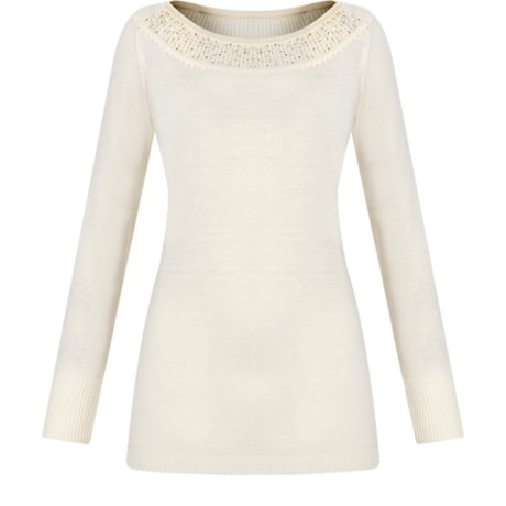 LANFRIA - BLUSA TRICOT DECOTE BORDADO - CRU LANFRIA - BLUSA TRICOT DECOTE BORDADO - CRU