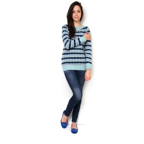 LANFRIA - BLUSA TRICOT JACQUARD - AZUL CLARO