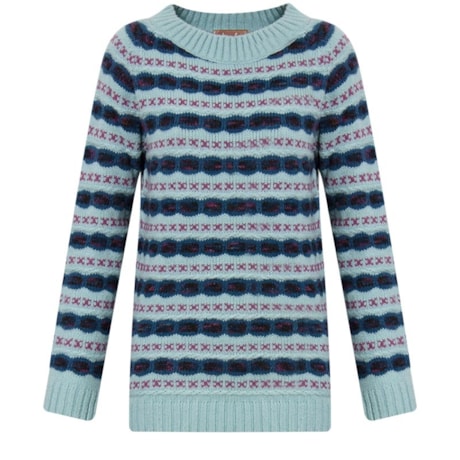 LANFRIA - BLUSA TRICOT JACQUARD - AZUL CLARO LANFRIA - BLUSA TRICOT JACQUARD - AZUL CLARO