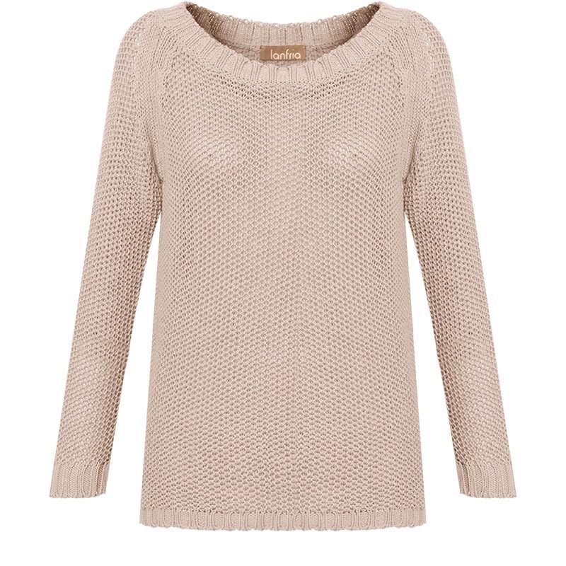 LANFRIA - PULL TRICOT PONTO INGLÊS RAGLAN - BEGE