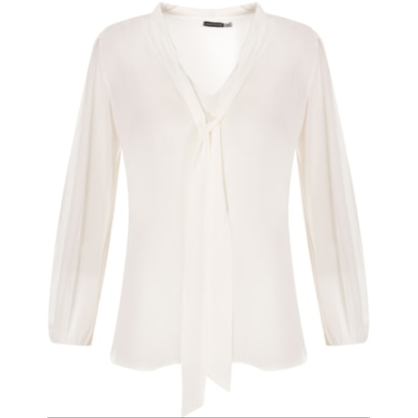 LAWRENCE - BLUSA CHIFFON MANGA LONGA GOLA GRAVATINHA - OFF WHITE LAWRENCE - BLUSA CHIFFON MANGA LONGA GOLA GRAVATINHA - OFF WHITE