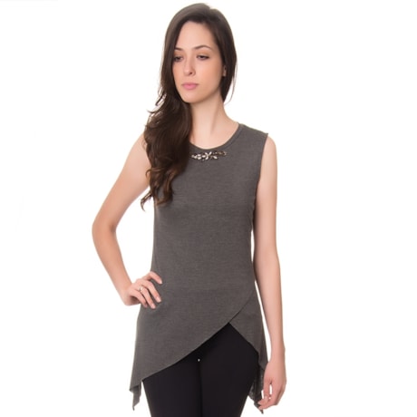LAWRENCE - BLUSA PONTAS BROCHE DECOTE - MESCLA